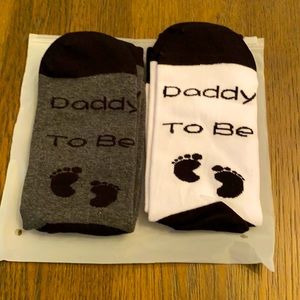 NWOT Daddy to be Socks, 2 pair - one white and one gray.